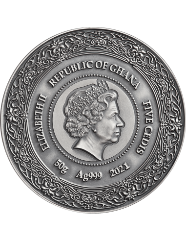 ZIVA Goddess Of Health - 50g Silver Coin 5 Cedis Republic of Ghana 2021 - Coins & More - Africa
