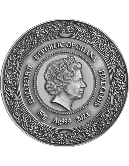 ZIVA Goddess Of Health - 50g Silver Coin 5 Cedis Republic of Ghana 2021 - Coins & More - Africa
