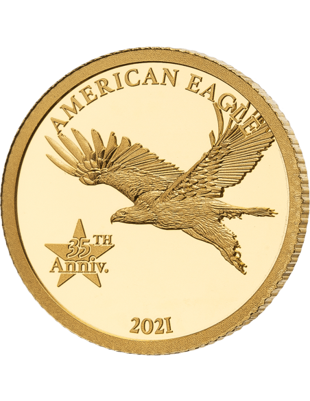 AMERICAN EAGLE 35th ANNIVERSARY 1/2 gram gold Coin 10$ Barbados 2021 - Coins & More - Barbade