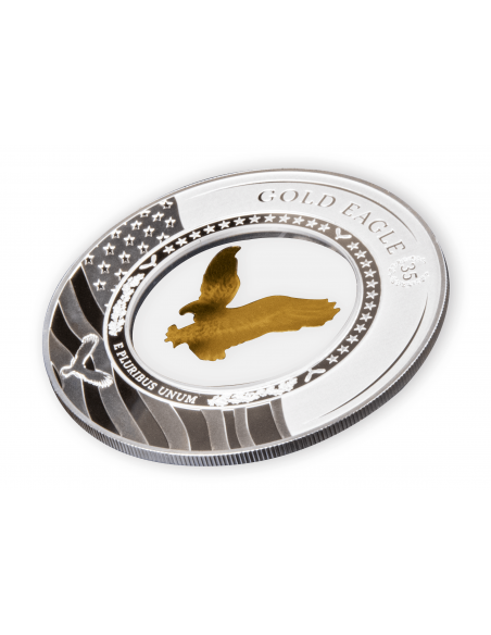 GOLD EAGLE 35th Anniversary Embracing 2 Oz Silver Coin 5$ Solomon Islands 2021 - Coins & More - Îles Salomons