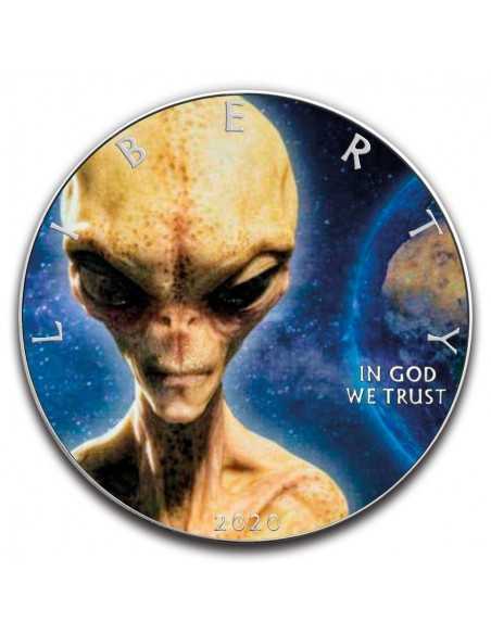 ALIEN PLANET - 1 Oz Silver Colorized coin 1$ Silver Eagle 2020 - Coins & More - Usa