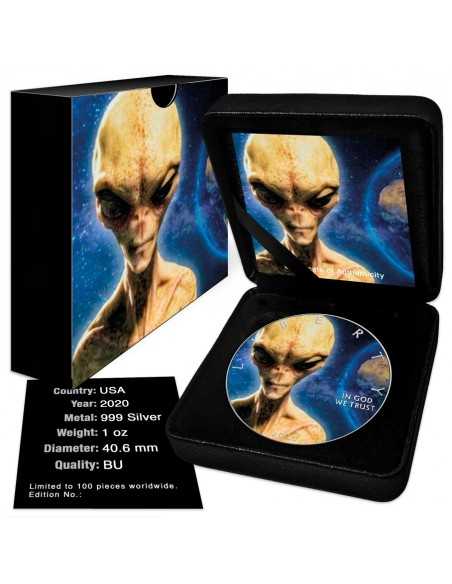 ALIEN PLANET - 1 Oz Silver Colorized coin 1$ Silver Eagle 2020 - Coins & More - Usa