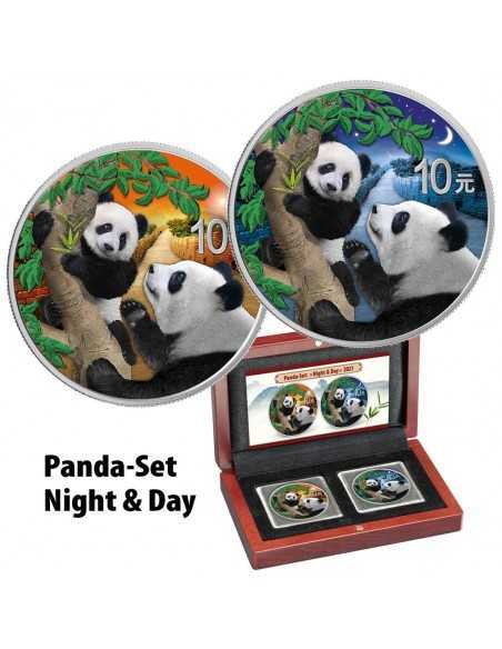 PANDA - NIGHT & DAY SET 2x 30g Silver Coin 10 Yuan China 2021 - Coins & More - China