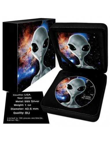 ALIEN UNIVERSE - 1 Oz Silver Colorized coin 1$ Silver Eagle 2020 - Coins & More - Usa