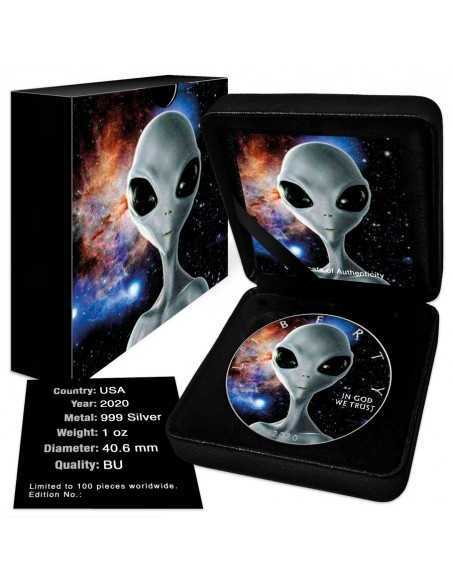 ALIEN UNIVERSE - 1 Oz Silver Colorized coin 1$ Silver Eagle 2020 - Coins & More - Usa