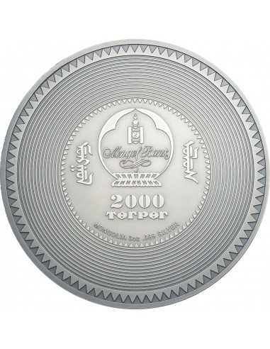 VASUDHARA MANDALA Archeology Symbolism 3 Oz Silver Coin 2000 Togrog Mongolia 2020 - Coins & More - Mongolie