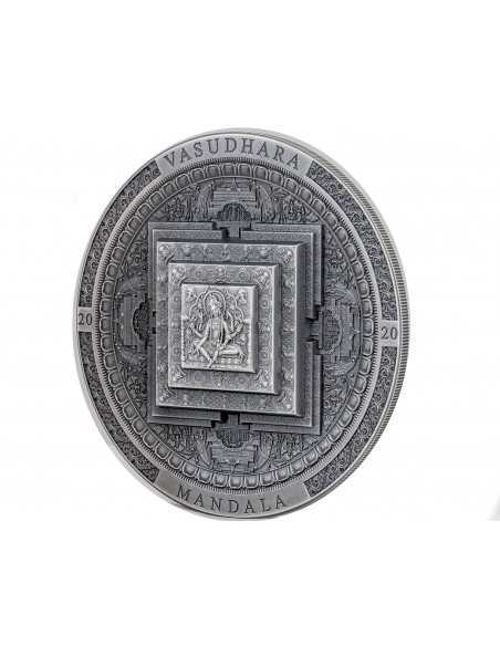 VASUDHARA MANDALA Archeology Symbolism 3 Oz Silver Coin 2000 Togrog Mongolia 2020 - Coins & More - Mongolie