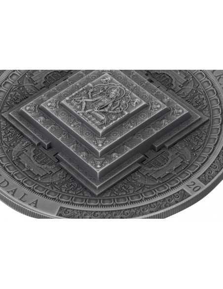 VASUDHARA MANDALA Archeology Symbolism 3 Oz Silver Coin 2000 Togrog Mongolia 2020 - Coins & More - Mongolie