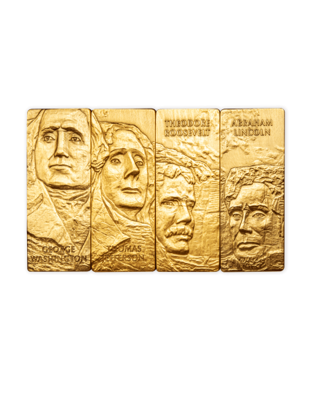 MOUNT RUSHMORE NATIONAL MEMORIAL Plated 80th Anniversary Rectangular Set 4x1 Oz Silver Coin 5$ Barbados 2021 - Coins & More -...