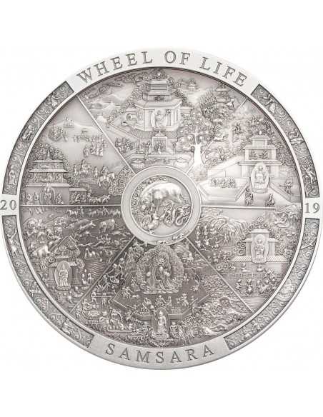 SAMSARA WHEEL OF LIFE Archeology Symbolism 3 Oz Silver Coin 20$ Cook Islands 2019 - Coins & More - Cook Islands