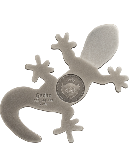 GECKO Natural Perspectives Shaped 1 Oz Silver Coin 5$ Palau 2018 - Coins & More - Palau