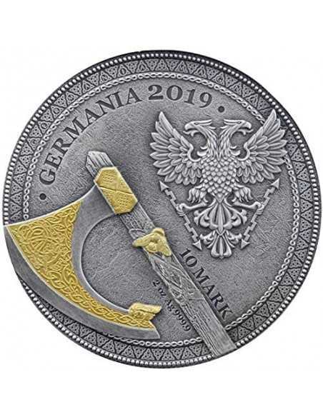 BERSERK Warriors Silver Coin Gold Plating 10 Mark Germania 2019 - Coins & More - Europa