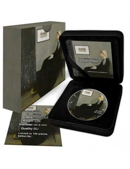 WHISTLER MOTHER PAINTING by James McNeill 1 Oz Silver Coin 1$ USA 2020 - Coins & More - Usa