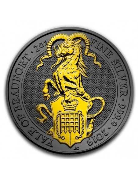 YALE QUEEN BEASTS Golden Ruthenium 2 Oz Silver Coin 5£ United Kingdom 2019 - Coins & More - United Kingdom