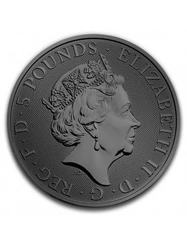 YALE QUEEN BEASTS Golden Ruthenium 2 Oz Silver Coin 5£ United Kingdom 2019 - Coins & More - United Kingdom