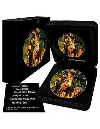 APACHE WAR PATH 1 Oz Silver Colorized coin 1$ Silver Eagle 2020 - Coins & More - Usa