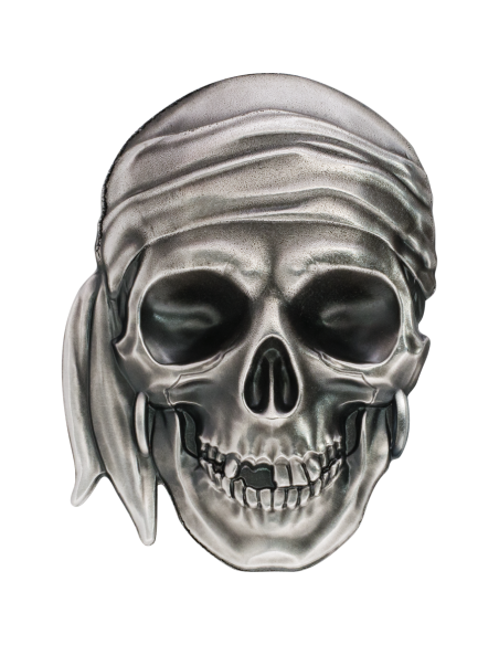 PIRATE SKULL Shape 1 Oz Silver Coin 5$ Palau 2017 - Coins & More - Palau