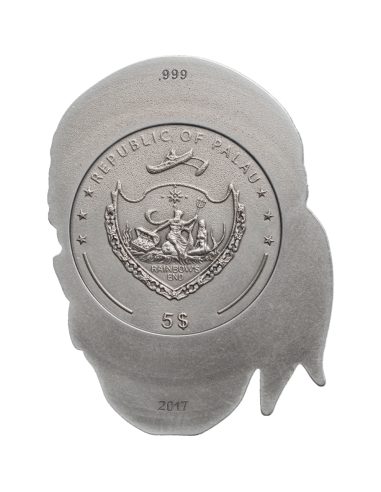 PIRATE SKULL Shape 1 Oz Silver Coin 5$ Palau 2017 - Coins & More - Palau