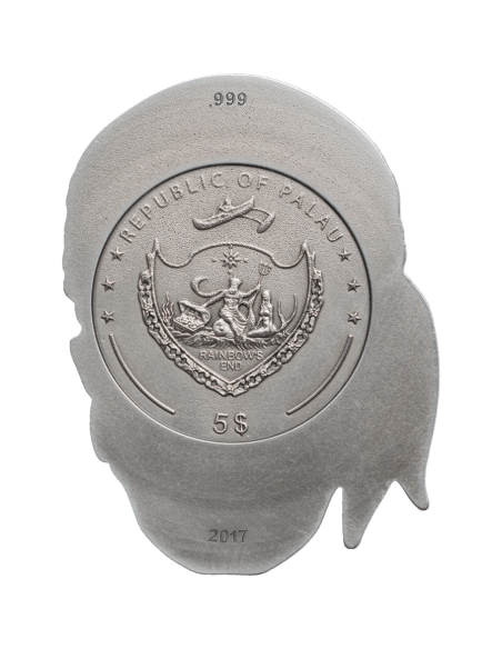 PIRATE SKULL Shape 1 Oz Silver Coin 5$ Palau 2017 - Coins & More - Palau