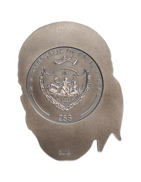 BIG PIRATE SKULL Shape 1/2 Kilo Silver Coin 25$ Palau 2018
