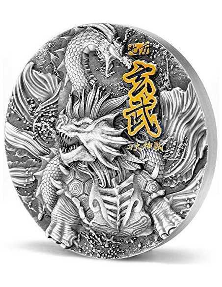 BLACK TORTOISE Four Auspicious Beasts 2 Oz Silver Coin 10000 Francs Chad 2021 - Coins & More - Tchad