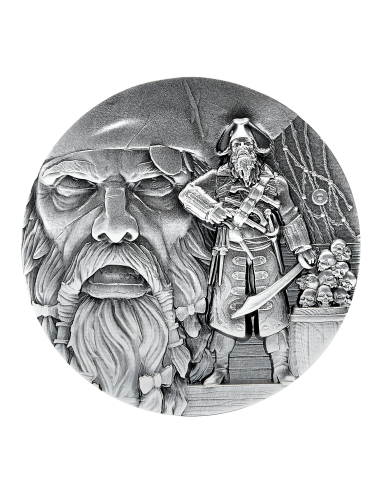 BLACKBEARD 2 Oz Whole Silver Coin 10000 Francs Chad 2021 - Coins & More - Chad