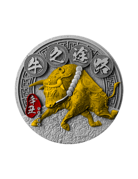 OX ON THE ROAD Chinese Sexagenary Cycle 2 Oz Silver Coin 10000 Francs Chad 2021 - Coins & More - Chad