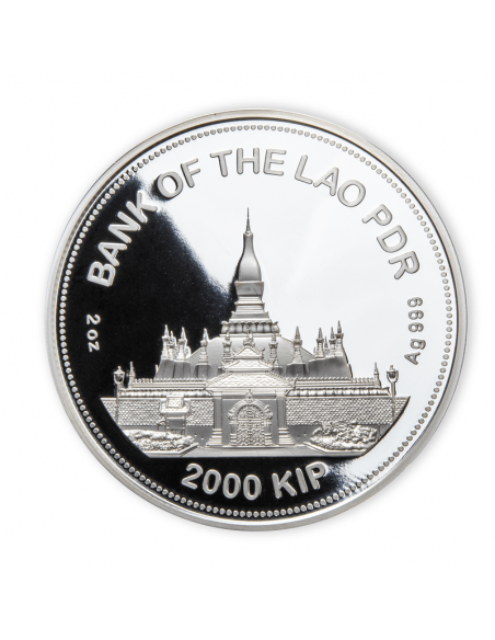 YEAR OF THE TIGER Lunar Chinese Jade 2 Oz silver coin 2000 Kip Laos 2022 - Coins & More - Laos