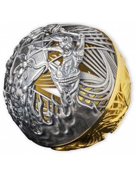 HEAVEN HELL 2 Oz Silver Antique Finish Spherical Coin 5$ Samoa 2021 - Coins & More - Home