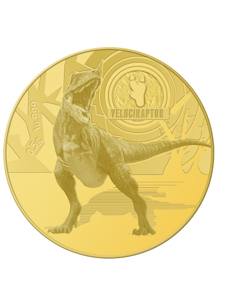 VELOCIRAPTOR Dinosaurs 0.5g Gold Coin 10$ Solomon Islands 2021 - Coins & More - Islas Salomón