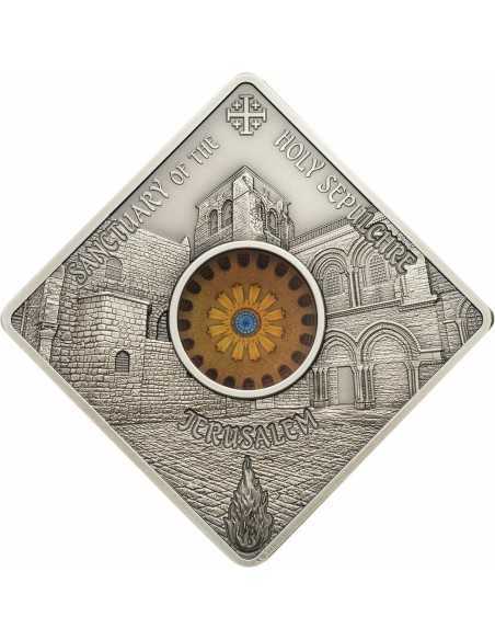SEPULCHRE JERUSALEM Sacred Art Holy Windows Silver Coin 10$ Palau 2018