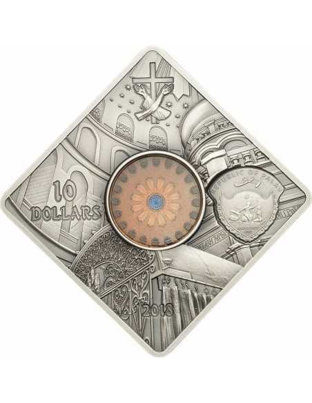 SEPULCHRE JERUSALEM Sacred Art Holy Windows Silver Coin 10$ Palau 2018