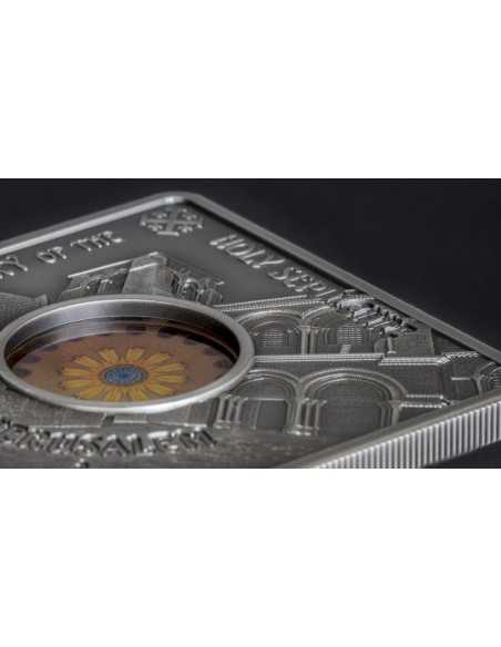 SEPULCHRE JERUSALEM Sacred Art Holy Windows Silver Coin 10$ Palau 2018