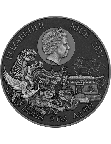 SHAOLIN TIGER Martial Art Styles 2 Oz Silver Coin 5$ Niue 2021 - Coins & More - Niue