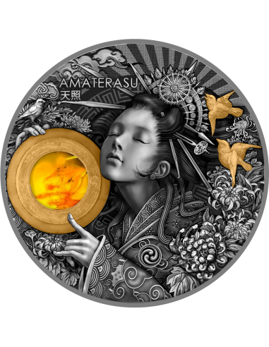 AMATERASU Divine Faces Of The Sun 3 Oz Silver Coin 5$ Niue 2021 - Coins & More - Niue