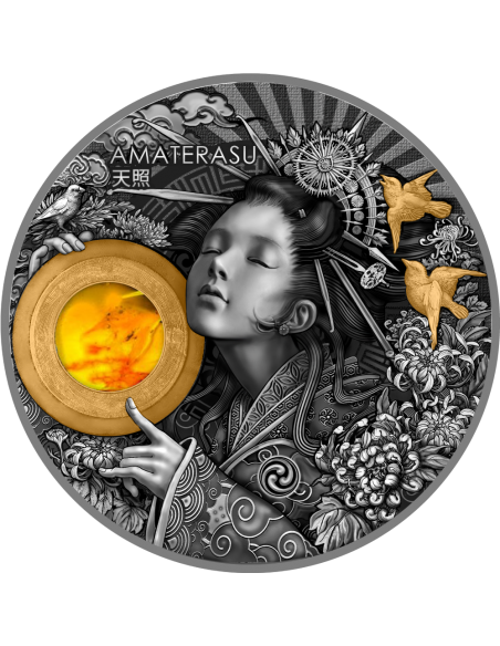 AMATERASU Divine Faces Of The Sun 3 Oz Silver Coin 5$ Niue 2021 - Coins & More - Niue