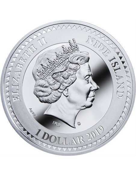 PORTRAIT OF EUGENIA PRIMAVESI Amber Gustav Klimt Golden Five Silver Coin 1$ Niue 2019 - Coins & More - Niue