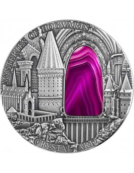 MYSTERIES OF HOGWARTS Crystal Art Castle 2 Oz Silver Coin 2$ Niue 2015 - Coins & More - Niue