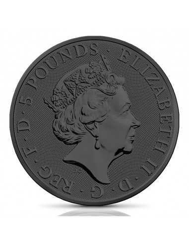 THE WHITE LION OF MORTIMER Queen Beasts 2 Oz Silver Ruthenium Plated Coin 5£ United Kingdom 2020 - Coins & More - Reino Unido