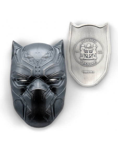 BLACK PANTHER MASK Marvel 2 Oz Silver Coin 5$ Fiji 2021