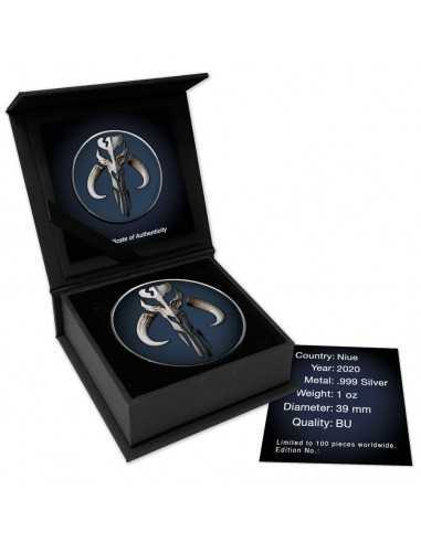 MANDALORIAN MYTHOSAUR COLORIZED 1 Oz Silver Star Wars Coin 2$ Dollars Niue 2020 - Coins & More - Niue