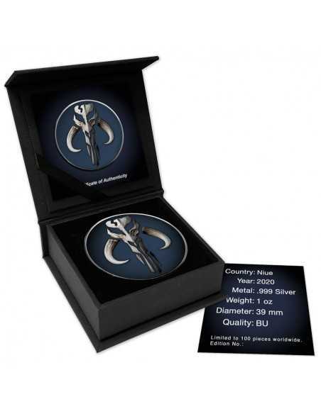 MANDALORIAN MYTHOSAUR COLORIZED 1 Oz Silver Star Wars Coin 2$ Dollars Niue 2020 - Coins & More - Niue