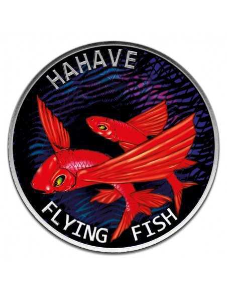 FLYING FISH HAHAVE RED COLORIZED 1 Oz Silver Coin 5$ Dollars Tokelau 2020 - Coins & More - Tokelau