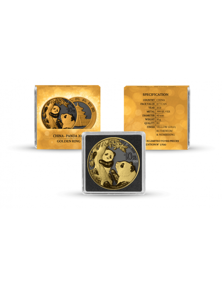 PANDA - GOLDEN RING EDITION 30g Silver Coin 10 Yuan China 2021 - Coins & More - Chine