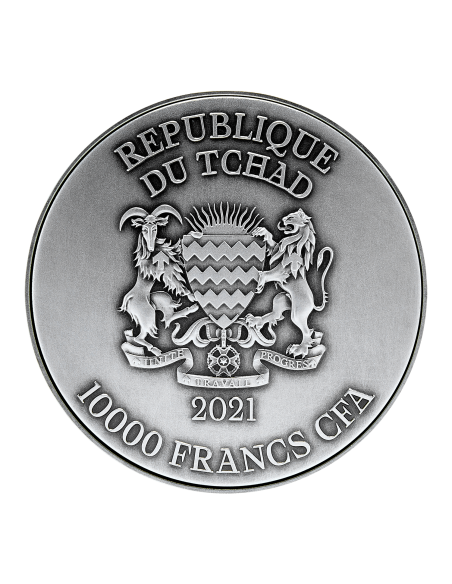 AO GUANG Azure Dragon 2 Oz Silver Coin 10000 Francs Chad 2021