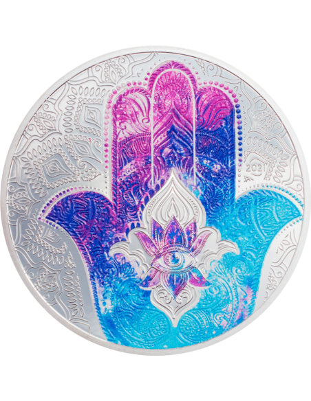 HAND OF HAMSA Fatima 1 Oz Silver Coin 5$ Palau 2021 - Coins & More - Palau
