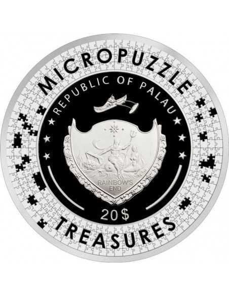 REVERIE By Mucha Micropuzzle Treasures 3 Oz Silver Coin 20$ Palau 2021 - Coins & More - Palau