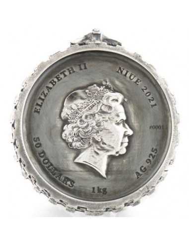 GERALT THE WHITE WOLF The Witcher Book Series 1 Kg Moneta Plata 50$ Niue 2021 - Coins & More - Niue
