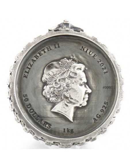 GERALT THE WHITE WOLF The Witcher Book Series 1 Kg Moneta Plata 50$ Niue 2021 - Coins & More - Niue