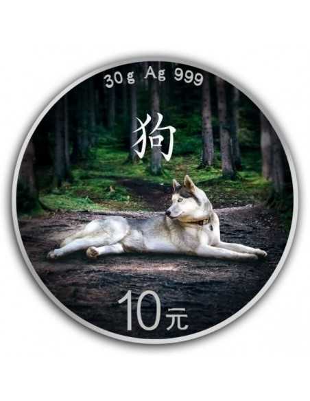 LUNAR DOG Panda Colorized Silver Coin 10 Yuan China 2018 - Coins & More - Chine